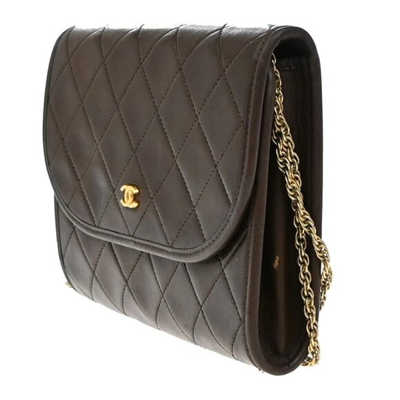 CHANEL CC Logo Mini Matelasse Chain Shoulder Bag Leather Brown GHW 600RF626 - Picture 2 of 13